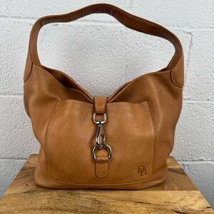 Dooney & Bourke Leather Hobo Shoulder Bag Tan Brown Slouchy